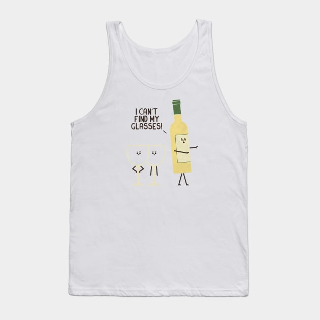 Lost Glasses - White Tank Top by HandsOffMyDinosaur